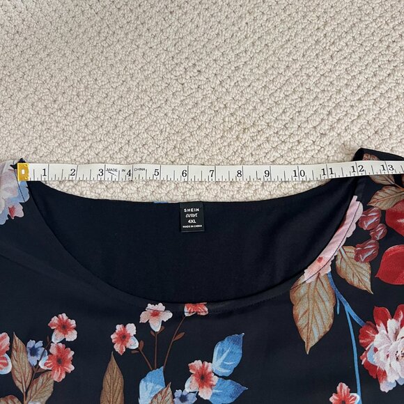 Shein Curve Black Top With Floral Sheer Overlay Size 4XL - Picture 6 of 8
